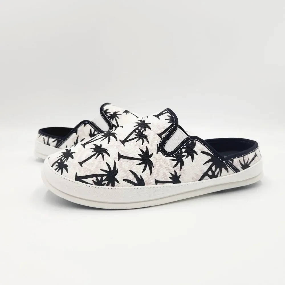 Deer Stags Men's White Palm Print Canvas Spike Indoor/Outdoor Slippers Size 10